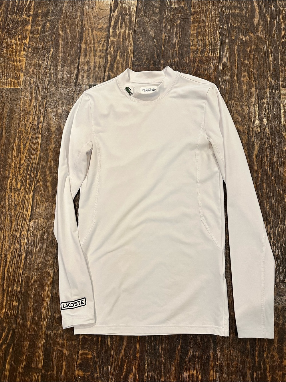 Lacoste sport White Performance Crewneck with Green Crocodile Patch